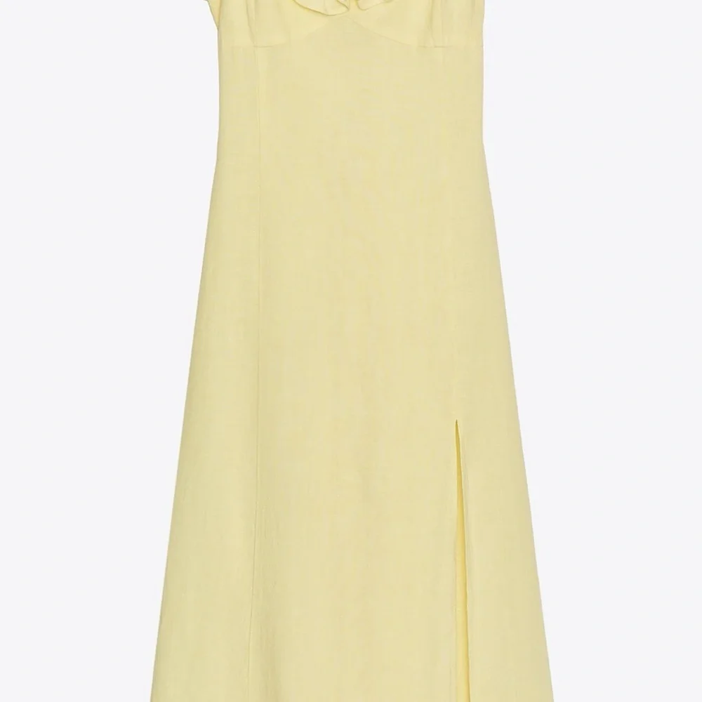 Zara Strapless Yellow Dress with Ruffle Detail - Picture 2 of 4